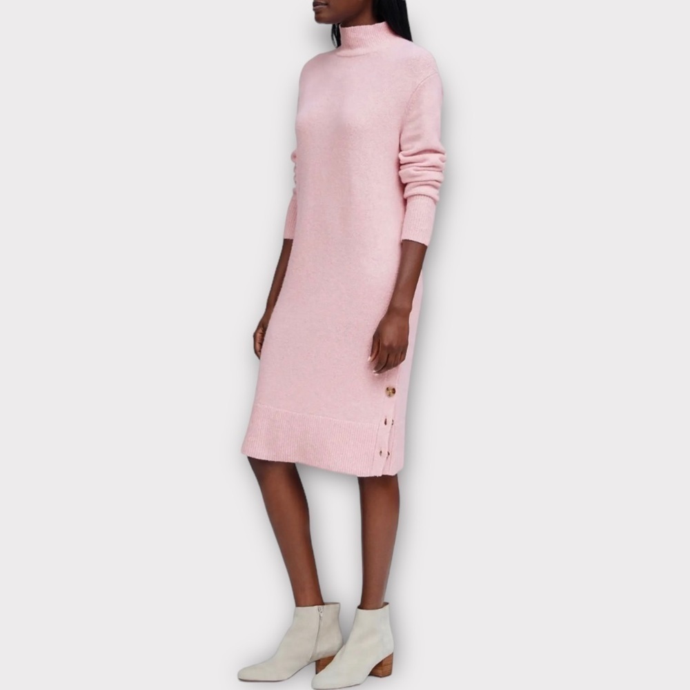 New Banana Republic Turtleneck Sweater Dress Merino Wool Blend Pink New NWOT